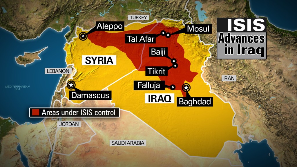 ISIS Control in Iraq and Syria 6/16/2014